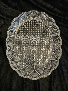 Vintage HOYA Crystal 12” Oval Serving Platter Tray